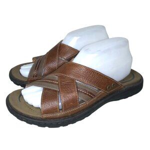 Abeo Bio-System Men's Brown Leather Slip-On Sz 11 Sandals With Arch Support